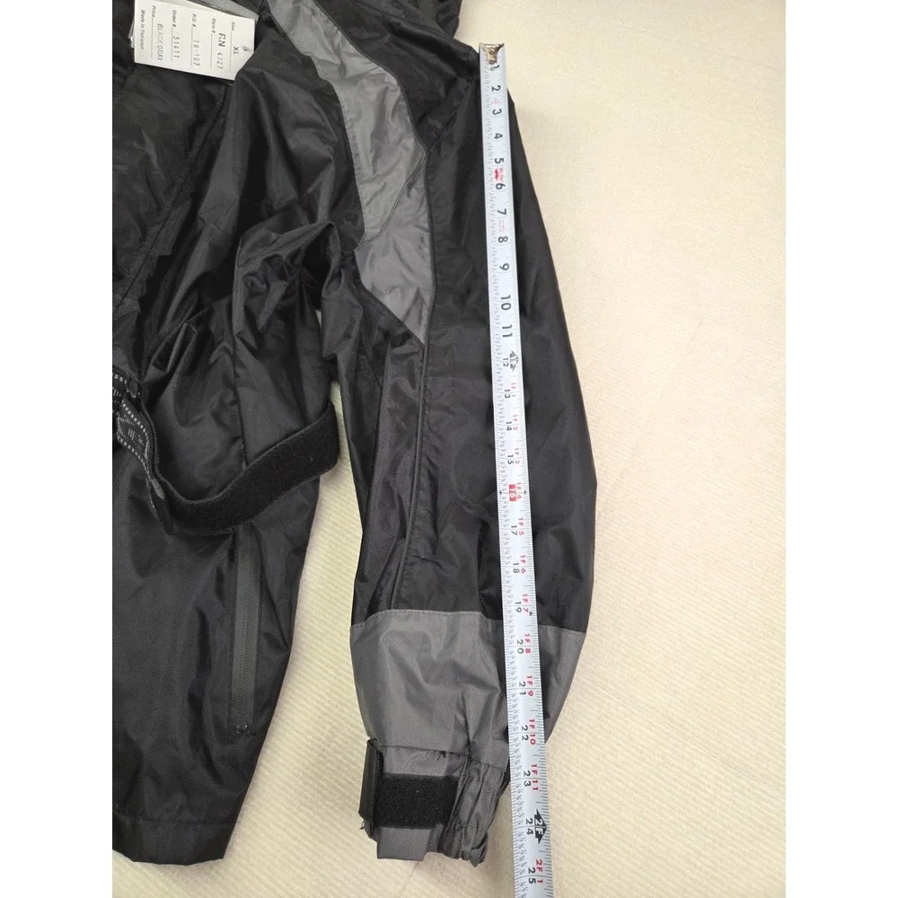 Xelement‎ Motorcycle Rain Jacket Mens XL Black Gray NWT Hooded Waterproof Gear
